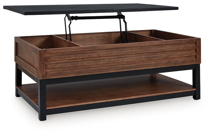 Kallari Lift Top Coffee Table - Warm Brown/Black