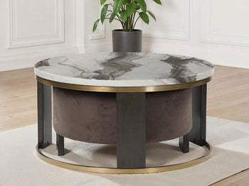 Jazmore Nesting Coffee Tables (2-Piece) - Brown/Brass Finish