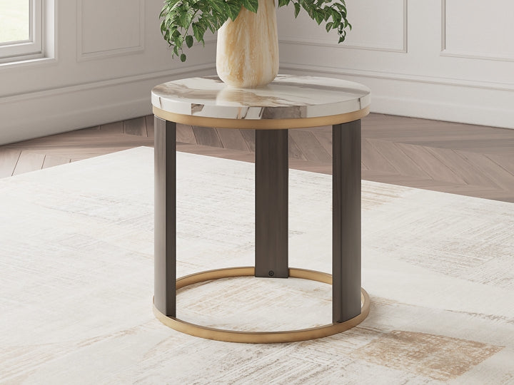 Jazmore End Table - Brown/Brass Finish
