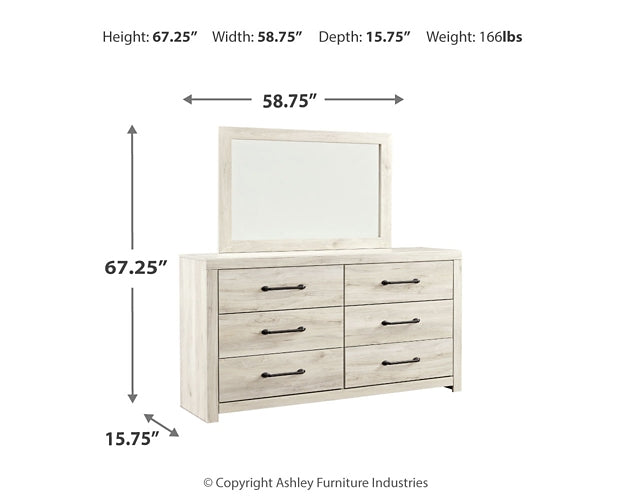 Cambeck Queen Panel Bed with 4 Storage Drawers with Mirrored Dresser