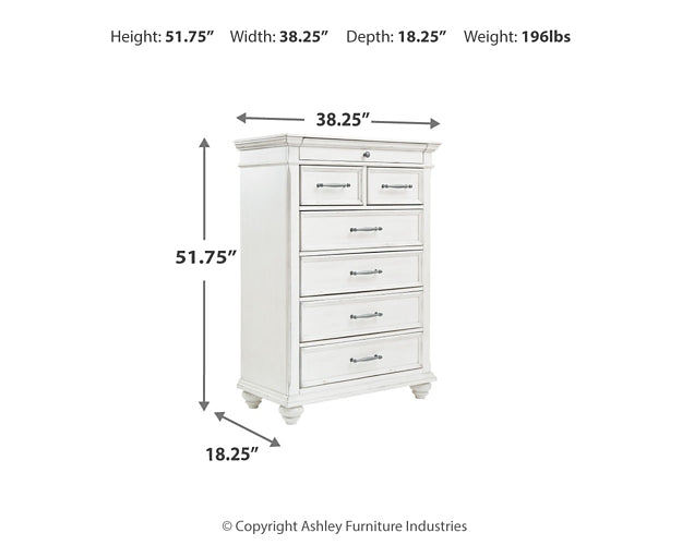Kanwyn King Panel Bed with Mirrored Dresser and Chest