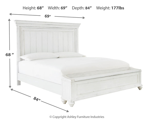 Kanwyn Queen Panel Bed with Storage with Mirrored Dresser and Chest