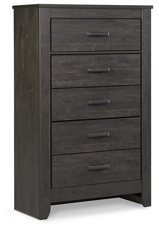 Brinxton King/California King Panel Headboard Bed with Mirrored Dresser and Chest