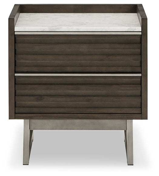 Arkenton Queen Panel Bed with Mirrored Dresser, Chest and Nightstand