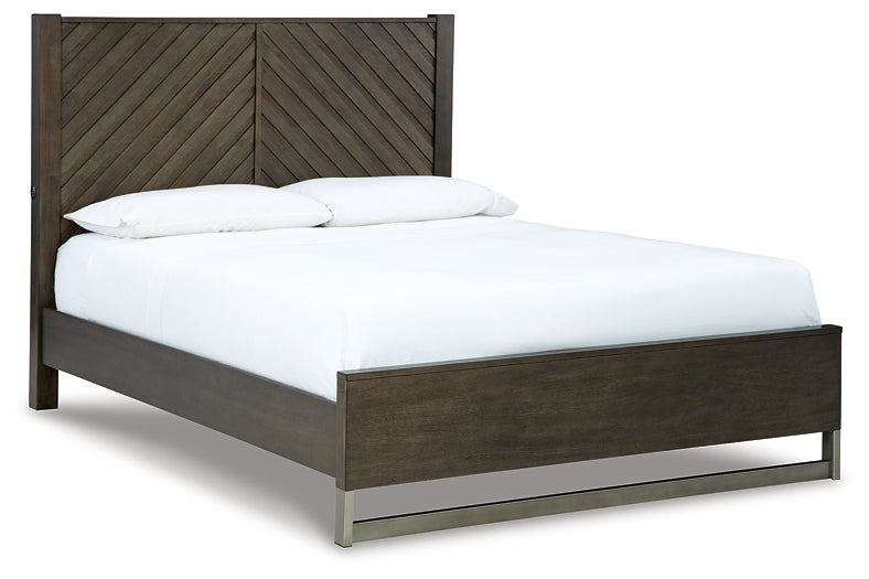 Arkenton Queen Panel Bed with Mirrored Dresser, Chest and Nightstand