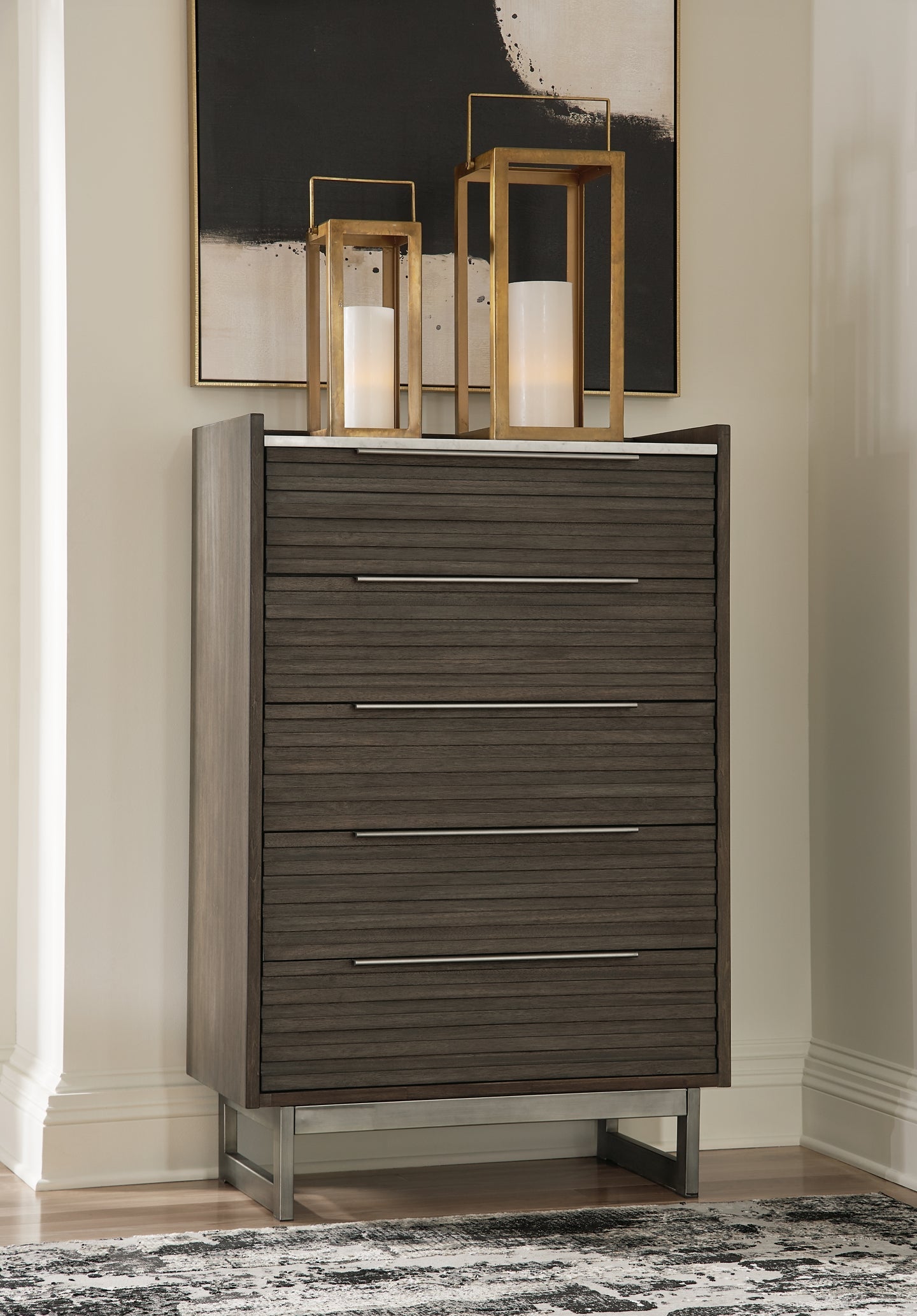 Arkenton California King Panel Bed with Mirrored Dresser and Chest