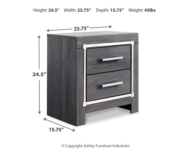 Lodanna King Panel Bed with 2 Storage Drawers with Mirrored Dresser and Nightstand