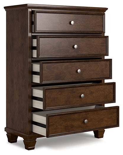 Danabrin California King Panel Bed with Mirrored Dresser and Chest