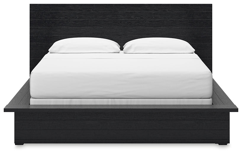 Londer California King Panel Bed with Mirrored Dresser, Chest and Nightstand