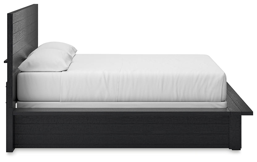 Londer California King Panel Bed with Mirrored Dresser