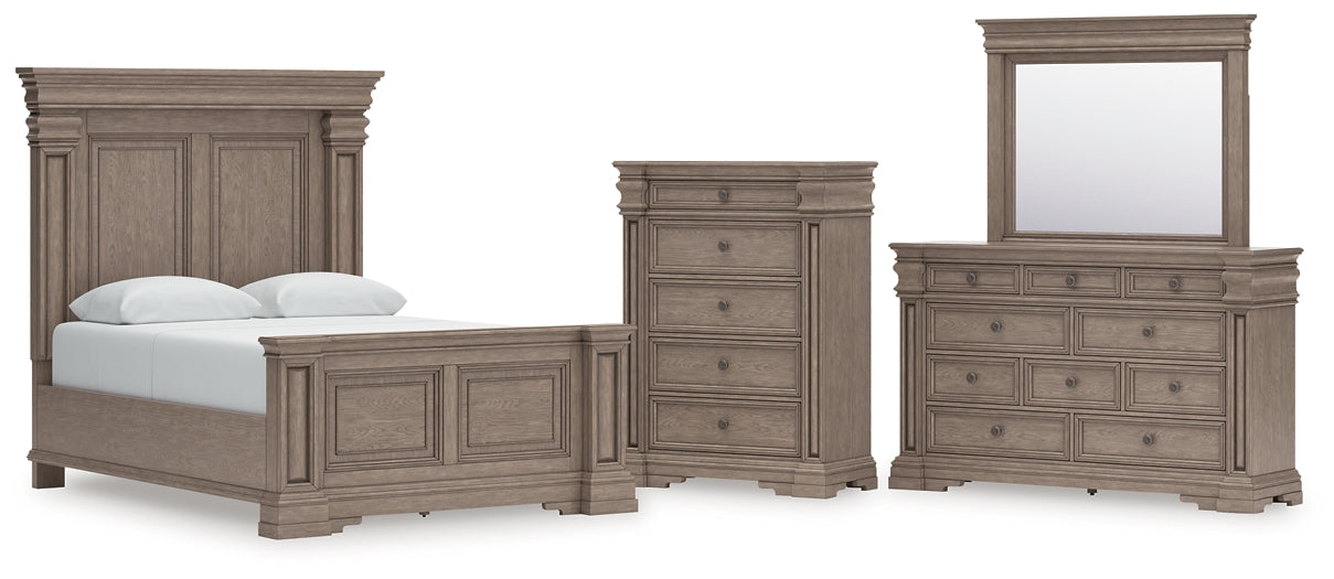 Blairhurst Queen Panel Bed with Mirrored Dresser and Chest