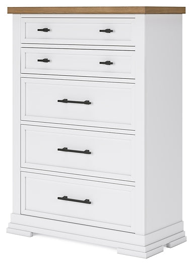 Ashbryn King Panel Storage Bed with Mirrored Dresser and Chest