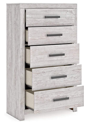 Cayboni Queen Panel Bed with Mirrored Dresser and Chest