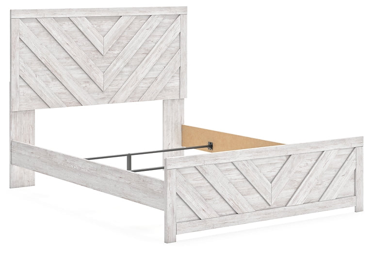 Cayboni Queen Panel Bed with Mirrored Dresser and Chest