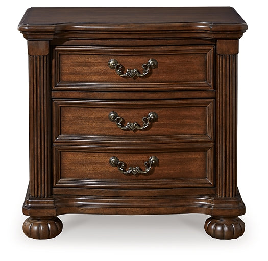 Lavinton California King Poster Bed with Mirrored Dresser, Chest and Nightstand