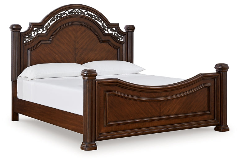 Lavinton King Poster Bed with Mirrored Dresser and Chest