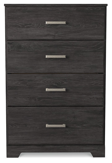 Belachime Full Panel Bed with Mirrored Dresser, Chest and Nightstand