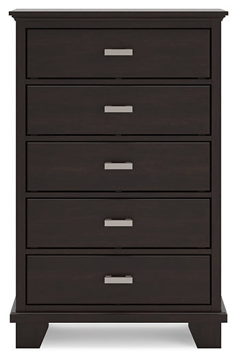 Covetown King Panel Bed with Mirrored Dresser, Chest and Nightstand