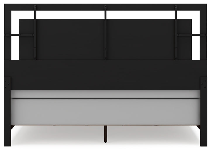 Covetown King Panel Bed with Mirrored Dresser and Nightstand