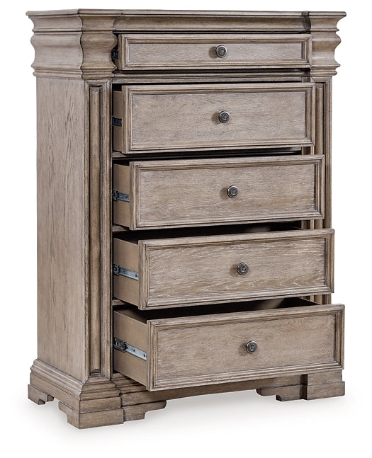 Blairhurst California King Panel Bed with Mirrored Dresser, Chest and Nightstand
