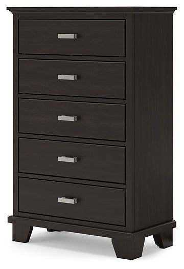 Covetown California King Panel Bed with Mirrored Dresser and Chest