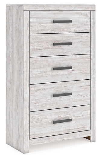 Cayboni Full Panel Bed with Mirrored Dresser, Chest and Nightstand