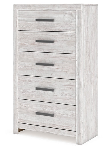 Cayboni Twin Panel Bed with Mirrored Dresser and Chest