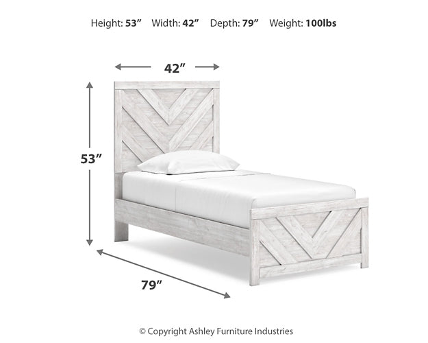 Cayboni Twin Panel Bed with Mirrored Dresser and Chest