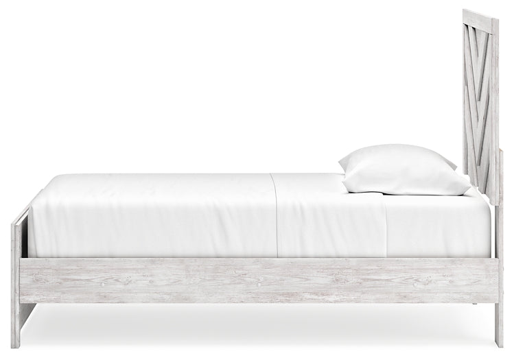 Cayboni Twin Panel Bed with Mirrored Dresser and Chest