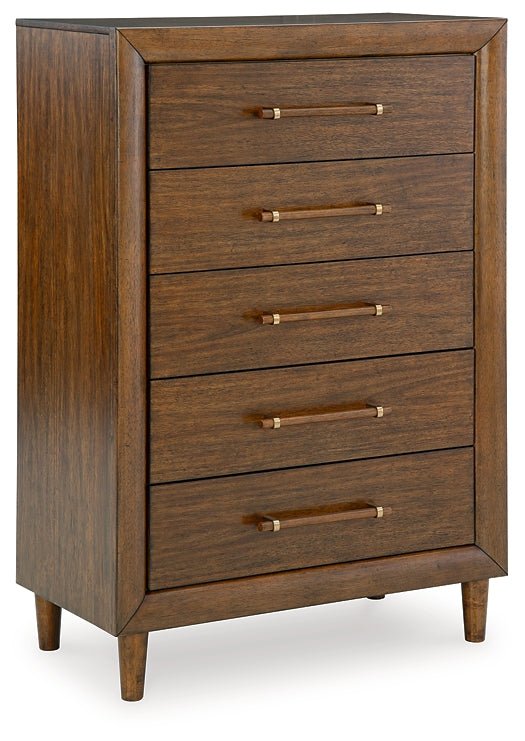 Lyncott King Upholstered Bed with Mirrored Dresser and Chest