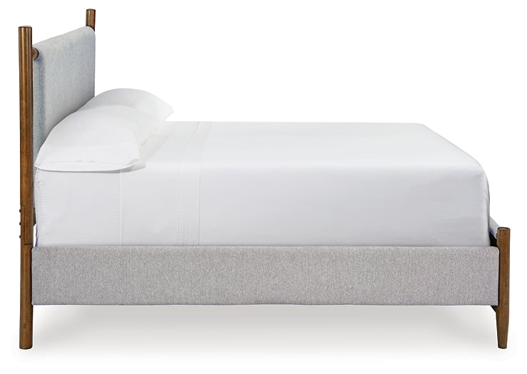 Lyncott King Upholstered Bed with Mirrored Dresser and Chest