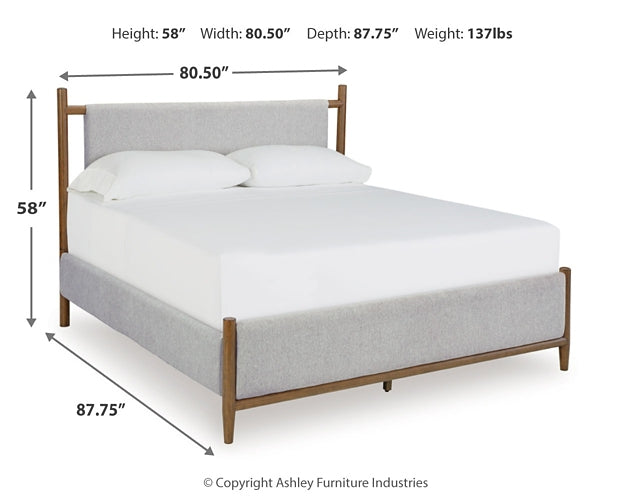 Lyncott King Upholstered Bed with Mirrored Dresser and Chest