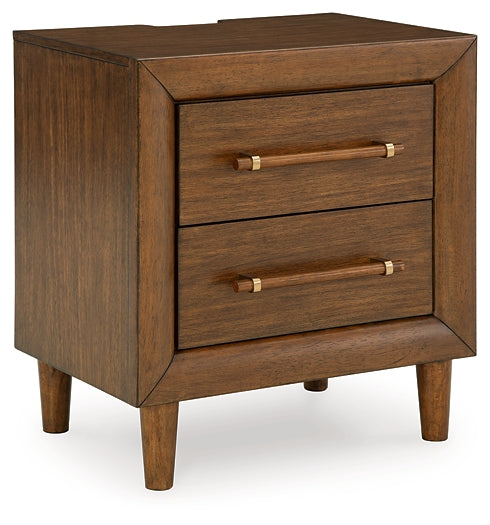 Lyncott California King Upholstered Bed with Mirrored Dresser, Chest and Nightstand