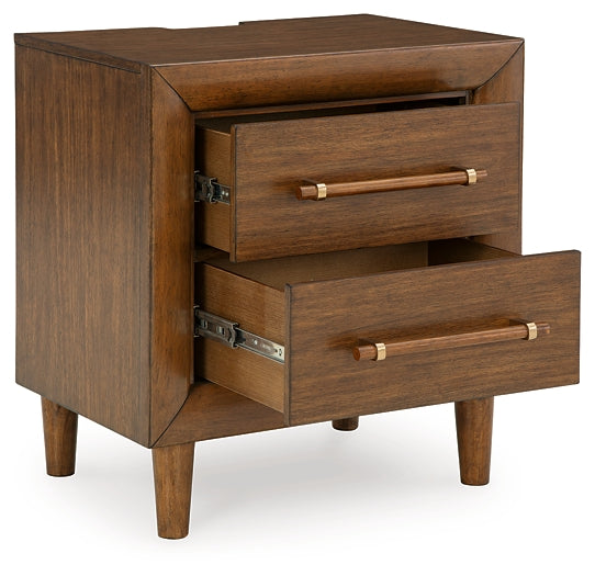 Lyncott California King Upholstered Bed with Mirrored Dresser, Chest and Nightstand