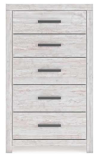 Cayboni King Panel Bed with Mirrored Dresser, Chest and Nightstand