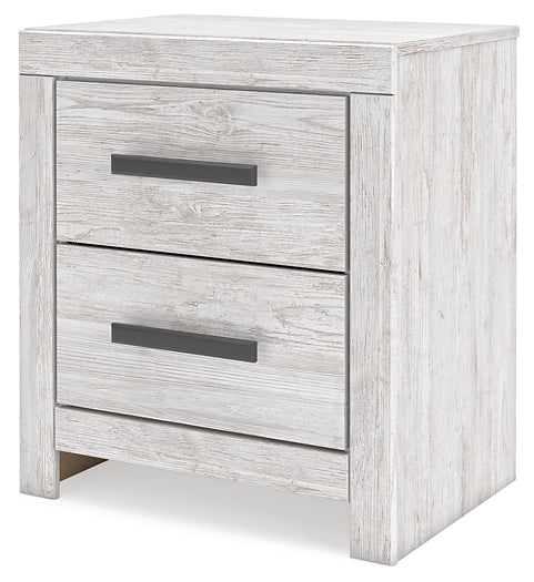 Cayboni King Panel Bed with Mirrored Dresser and Nightstand