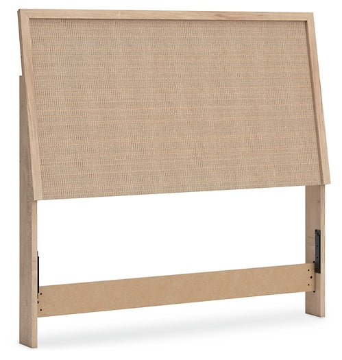Cielden Full Upholstered Panel Bed with Mirrored Dresser and Chest