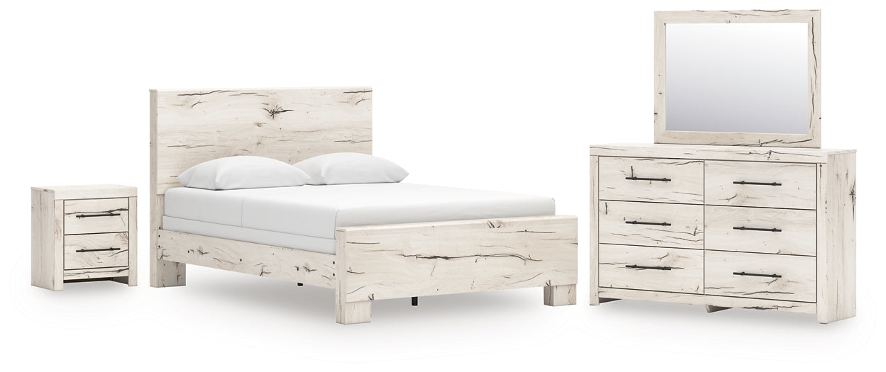 Lawroy Queen Panel Bed with Mirrored Dresser and Nightstand