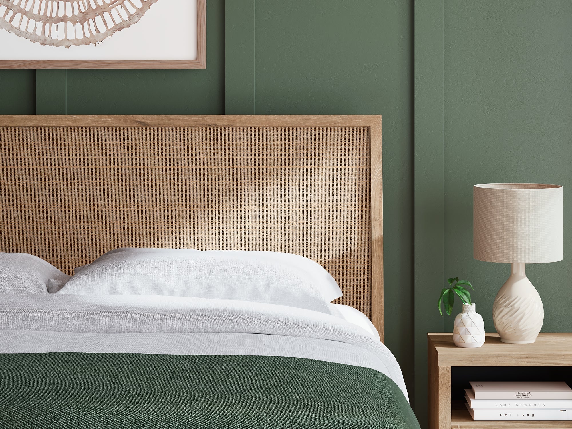 Cielden King Panel Bed with Mirrored Dresser and Chest