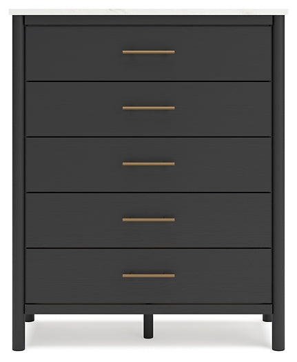 Cadmori Queen Upholstered Panel Bed with Mirrored Dresser, Chest and Nightstand