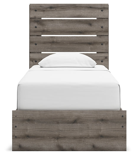 Graystorm Twin Panel Storage Bed with Mirrored Dresser