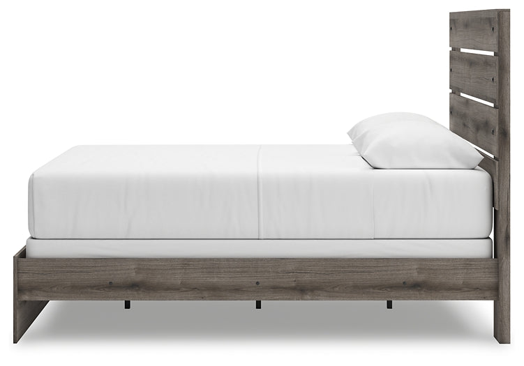 Graystorm Queen Panel Bed with Mirrored Dresser and Chest