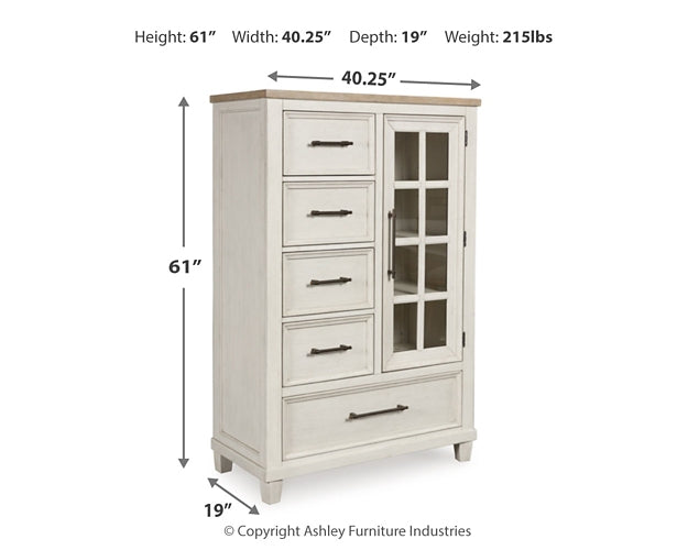 Shaybrock Queen Panel Bed with Mirrored Dresser and Chest