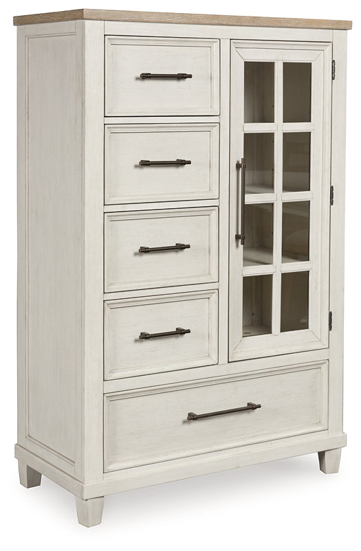 Shaybrock Queen Panel Bed with Mirrored Dresser and Chest