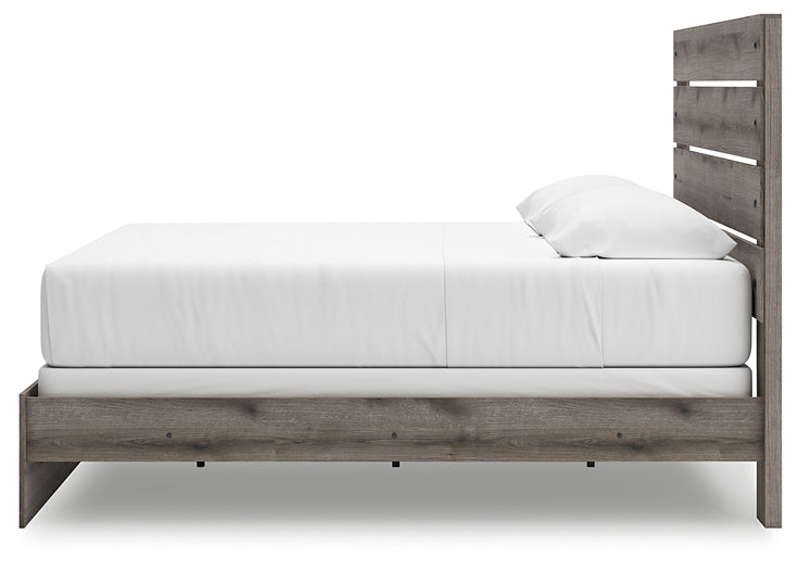 Graystorm King Panel Bed with Mirrored Dresser and Chest