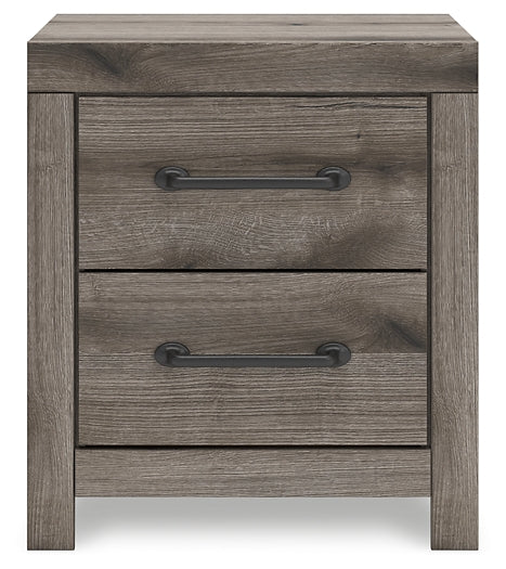 Graystorm Full Panel Bed with Storage with Mirrored Dresser and Nightstand
