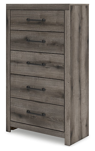 Graystorm Full Panel Bed with Storage with Mirrored Dresser, Chest and Nightstand