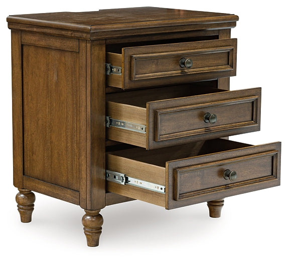 Sturlayne King Upholstered Panel Bed with Mirrored Dresser and Nightstand