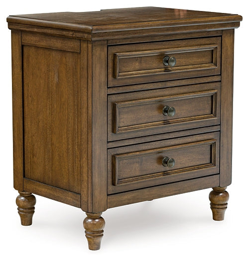 Sturlayne King Upholstered Panel Bed with Mirrored Dresser and Nightstand