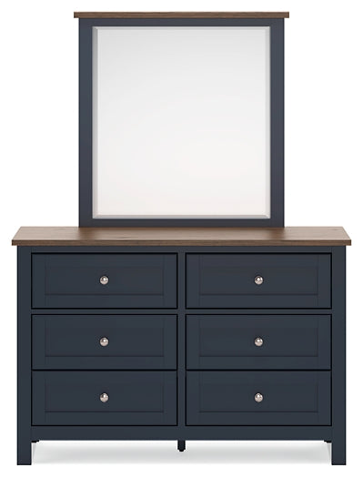 Landocken Queen Panel Headboard with Mirrored Dresser and Nightstand